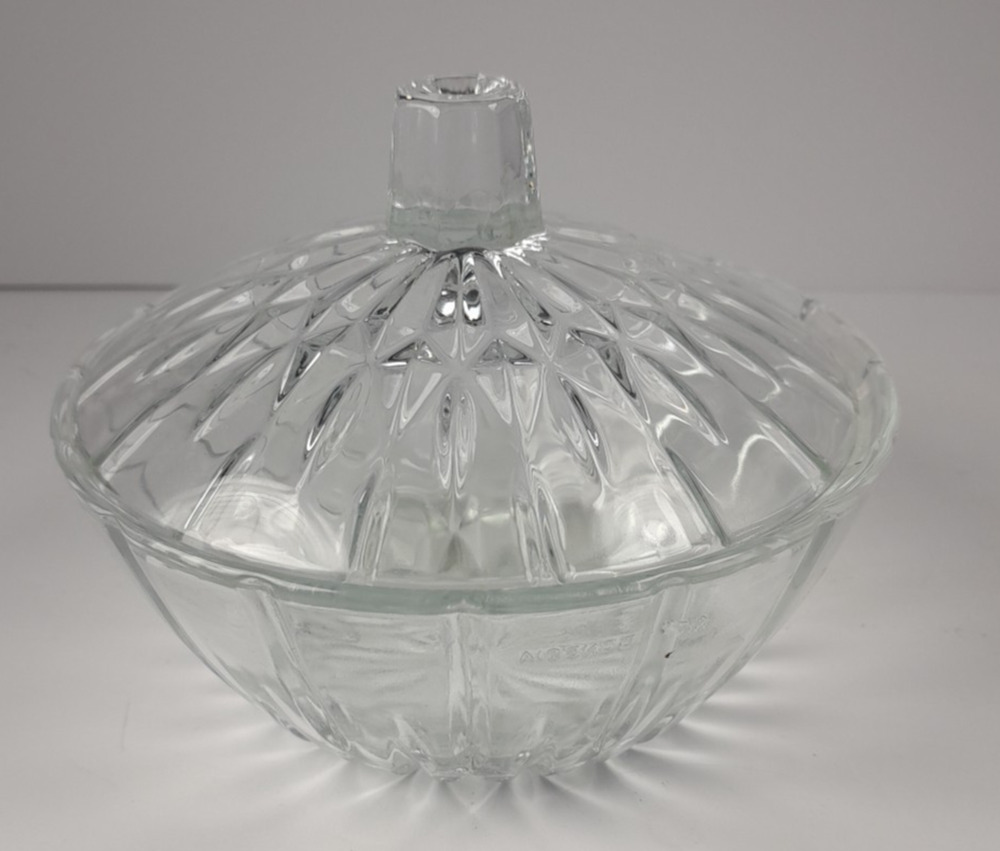 Vintage Clear Glass Candy Dish with Lid KIG Indonesia